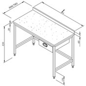 Resim Öztiryakiler Çalışma Tezgahı Mermer Tablalı Taban Rafsız Tek Çekmeceli 190x70 CM 