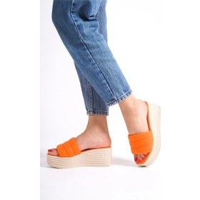 Resim Mendal Turuncu Cilt Dolgu Topuk Terlik Çok Renkli 