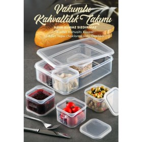 Resim Kitchen Life 7 Parça Vakum Kapaklı Sızdırmaz Hava Almaz Kahvaltıık Seti - Kahvaltılık 