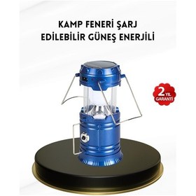 Resim Solar Kamp Lambası Kızak Sistemli Şarjlı Taşınabilir Doğa Yürüyüşü Işığı Çok Renkli 