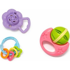 Resim Bebek Çıngırak Oyuncak Seti Diş Kaşıyıcı & Duyu Gelişim Oyuncakları 3'lü Set 