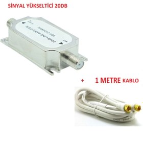 Resim Bitashi Çanak Anten Kablosu Hat Güçlendirici Sinyal Yükseltici 20db+ 1 Metre Uydu Kablosu In-line Amplifier 