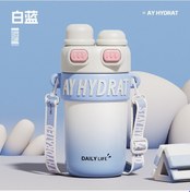 Resim Velvettides Yeni Çift İçecek Kahve Fincanı Kızlar Beraberindeki Pipet Kupası Taşınabilir Çocuk Termos Kupası Basit Öğrenci İçme Fincanı Beyaz Mavi 