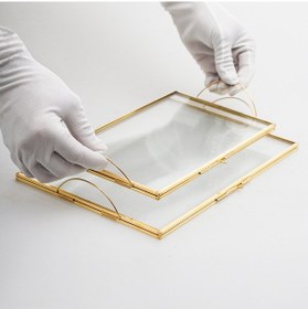 Resim 2 Parça Cam Tepsi Takımı Pirinç & Gold 