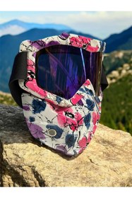 Resim SARİSSA BİSİKLET Tex 710 Jet Maske Bisiklet Motosiklet Kayak Çok Amaçlı Maske Mor Cam Aynalı Gözlük Pembe Mor 