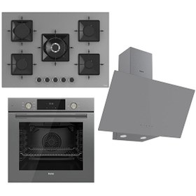 Resim Flowart SS 75'lik Serisi Gri Ankastre Set (SS038 - QMS63CPR - D079) 