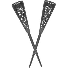 Resim Vkemall 2 Adet Mezarlık Çiçek Sepeti - Abs Plastik Konik Vazo, Toprakta Sabit Konstruksiyon, Drenaj Delikleri, Siyah-beyaz 