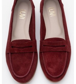 Resim Luvi Shoes F02 Bordo Süet Hakiki Deri Kadın Loafer Ayakkabı Bordo 