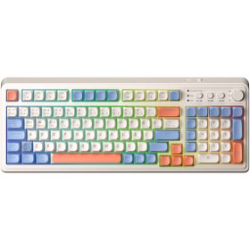 Resim Aula S99 Retro RGB Gaming 3 Modlu Bluetooth\u002F2.4GHz\u002FUSB-C Kablosuz Makrolu Türkçe Q Klavye Turuncu 