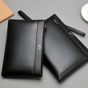 Resim Erkek Siyah Cüzdan Fermuarlı Kapatma - Günlük Kullanım İçin Şık Envelope Clutch, Rahat Aksesuar | Minimalist Cüzdan | Dokulu Bitiş, Küçük Cüzdan 