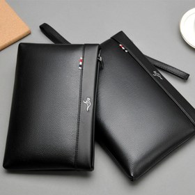 Resim Erkek Siyah Cüzdan Fermuarlı Kapatma - Günlük Kullanım İçin Şık Envelope Clutch, Rahat Aksesuar | Minimalist Cüzdan | Dokulu Bitiş, Küçük Cüzdan 