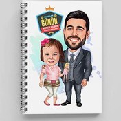 Resim Şirin Kız ve Babası Karikatürlü Defter 