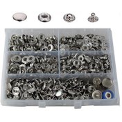 Resim 200 Set Metal Nikel Paslanmaz 15 Mm Çıt Çıt Düğme ve Çakım Kalıbı 