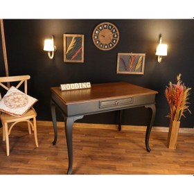Resim Wooding-Mobilya Wooding 100 Cm Çekmeceli Masif Siyah Ceviz Çalışma Masası 