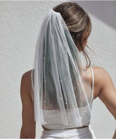 Resim JetDukkan Kısa Incili Duvak - Gelin Gelinlik Için, Nikah, Duvağı,tül, Kırık Beyaz 