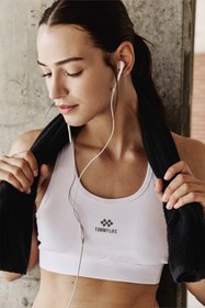Resim TOMMY LIFE Beyaz Çapraz Sırt Detaylı Slim Fit U Yaka Pedli Kadın Spor Büstiyer - 97121 
