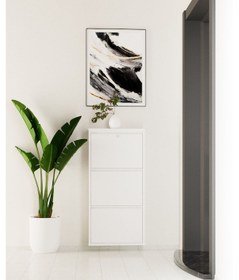 Resim Kilitli 3 Kapaklı Metal Ayakkabılık Beyaz Beyaz 