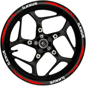 Resim TheSpaceCar Özel isim Beyaz yazılı kırmızı pençe şeritli 