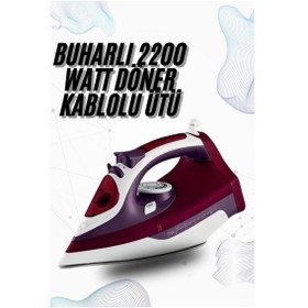 Resim Buharlı Kablolu Ütü 2200 Watt Kireçlenme Önleyici Şok Buharlı 