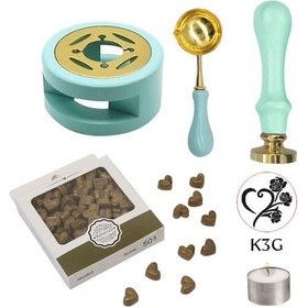 Resim Davetiye Mum Mühürü Uygulama Seti Su Yeşili Renk K3g Kalp 3 Gül 