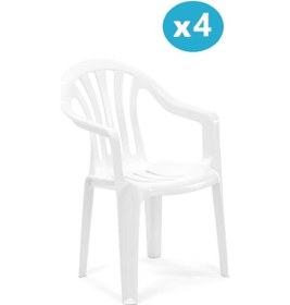 Resim Omnipazar Sy-2500 Manolya Plastik Bahçe Sandalye 4'lü Set Beyaz 