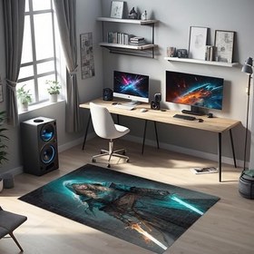 Resim Astic Kadife Oyuncu Odası Halısı Kaymaz Pamuk Tabanlı Yıkanabilir Antibakteriyel Gamer, Gaming Halısı 200x300 
