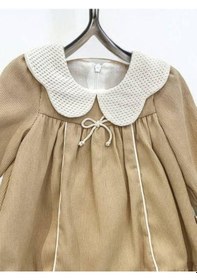 Resim Cantoy Kız Bebek Bebe Yaka Fitilli Kadife Elbise-15068 Camel 