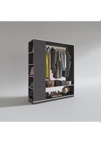 Resim Kenzlife giysi dolabı abdullah 180*150*45 gri gardırop 
