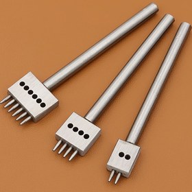 Resim DIY Deri İşçiliği Delme Aleti - El Yapımı Suni Deri Ürünleri için Yuvarlak & Elmas Kesim Seçenekleriyle Manuel Demir Delgeç 