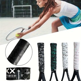 Resim 1pc ZARSIA Kendinden Yapışkan Olmayan Tutuş Bantı Badminton ve Tenis Raketi için, Şok Emme Olta Sapı Overgrip, Sahte Deri Tenis Tutuş Kapağı - Siyah ve Beyaz 