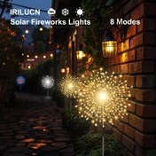 Resim Güneş Bahçe Işığı, Güneş Dış Mekan Işık 240LED Havai Fişek Lambası, 8 Mod, Bahçe Süsleme Çalı Çim Yürüyüş Yolu Veranda Açık Dize Işıklar 