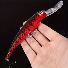 Resim 1 adet 28g/16.5cm Sert Plastik Minnow Balıkçılık Yemi, Yapay Crankbait, Trolling Turna Karp Yemleri, Balıkçılık Aksesuarları 