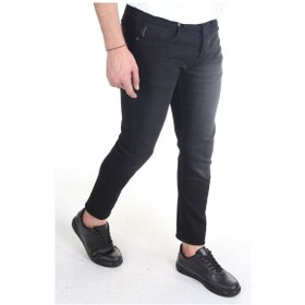 Resim Erkek Füme Düz Slim-fit Likralı Dar Paça Kot Pantolon Füme 