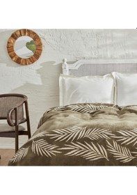 Resim Karaca Home Leaf Haki Tek Kişilik Pamuk Battaniye Haki 