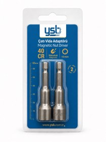 Resim YSB 10 mm Manyetik Çatı Vida Adaptörü Lokma Uç 65 mm CRV Çelik 2'li Paket 
