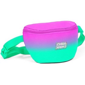 Resim Coral High Pembe Su Yeşili Renk Geçişli Baskılı Kız Çocuk Bel Çantası Çok Renkli 