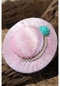 Resim Hürrem Bone Pudra Eşarp Şal Iğnedanlık Kadife Çiçekli Şapkalı 5002_06 Pudra 