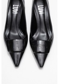 Resim Luvishoes Luvi Shoes Marcıa Siyah Baskı Tokalı Kadın Topuklu Ayakkabı Siyah 