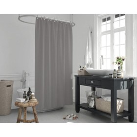 Resim Tropikhome Gri Düz Banyo Perdesi 180x200cm Duş Perdesi Modern Düz Gri Duşakabin Perdesi 