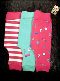 Resim Kız Bebek %100 Pamuklu 3'lü Tek Alt Pijama Set BR523-F 