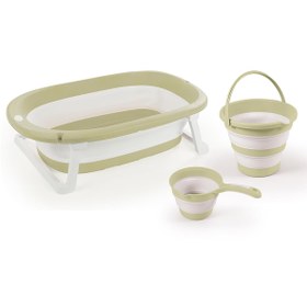 Resim Dolu Nuve Katlanabilir Üçlü Küvet Seti - Yeşil - Beyaz / Standart 