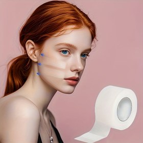 Resim 4 Rulo Yüz Kaldırma Bantı, Yüz Bakım Aracı, Doğal Mat Stil, Görünmez ve Dikişsiz, Ücretsiz Kesim, Yüksek Yapışkanlık ve Ter Direnci, Yüz Konturunu İyileştirmek İçin Uygun 