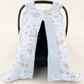 Resim Puset Örtüsü - Çift Taraflı - Bebe Mavi Petek - Uykucu Ördek 