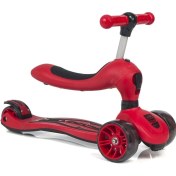 Resim Toys Oturaklı Çocuk Scooter 3 Tekerlekli Led Işıklı Scooter Yükseklik Ayarlı 1-5 Yaş Scooter Kırmızı 