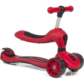 Resim Toys Oturaklı Çocuk Scooter 3 Tekerlekli Led Işıklı Scooter Yükseklik Ayarlı 1-5 Yaş Scooter Kırmızı 