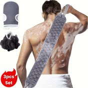 Resim 3 adet/takım Banyo Arkası Peeling Seti, Loofah Süngeri, Banyo Eldiveni, Peeling Banyo Havlu, Duş İçin Sırt Peelingi, Spa, Masaj ve Vücut Peelingleri İçin, Vücut Peelingi Banyo Aksesuarları 