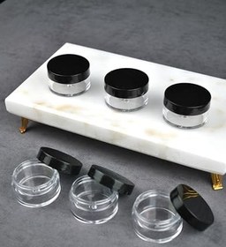 Resim 6 Adet Mika 10 ml Krem Kavanoz Küçük 4 cm Takı Siyah Kapaklı Mini Seyahat Krem Kavanozu 