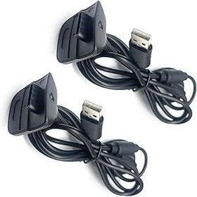 Resim HioWuun USB Şarj Kablosu, Xbox 360 Kontrolü için Şarj Cihazı Xbox 360 İnce Kablosuz Oyun Denetleyicileri ve Oyun Kiti ile Uyumlu, Yaklaşık 70 inç (2 Adet-Siyah) 