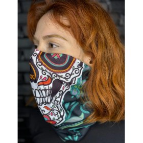 Resim Motobros Desenli Kuru Kafa Baf Buff Bandana Boyunluk 