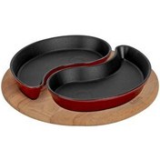Resim Lava Döküm Damla Formlu 2'li Set Yingyang Fajita Tabağı Kayın Servis Ahşabı Ölçü 10x20 CM LV FT YING YANG BR 